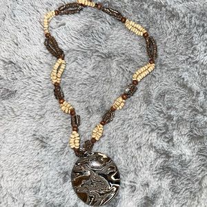 Wood Marble Design Necklace